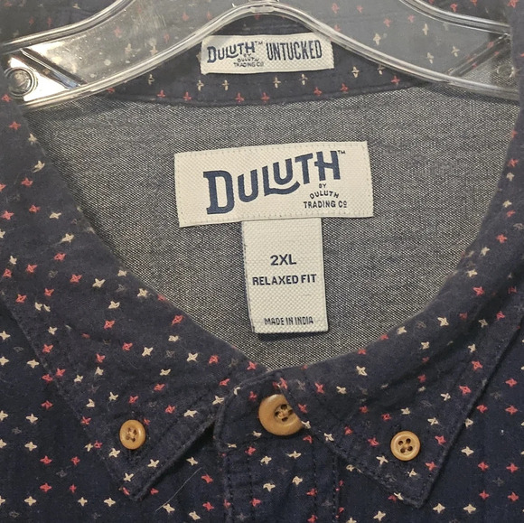 Duluth Trading Shirt Men's 2XL Blue Relaxed Fit Blue Ridge Indigo Short Sleeve - Picture 4 of 8